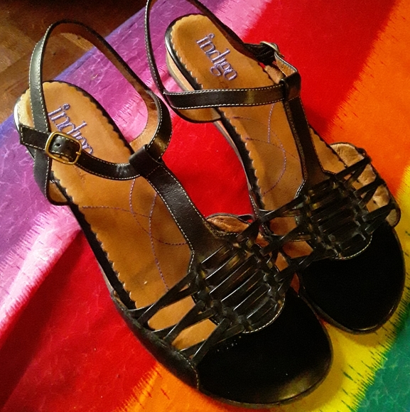 Indigo By Clarks Women size12 Leather WedgeSandals - Picture 3 of 13